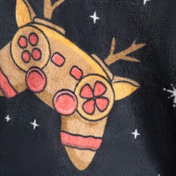 OHS Kids Christmas Gaming Print Hoodie Blanket - Black - thumbnail 3