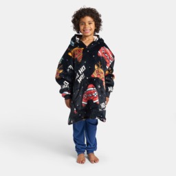 OHS Kids Christmas Gaming Print Hoodie Blanket - Black - thumbnail 1