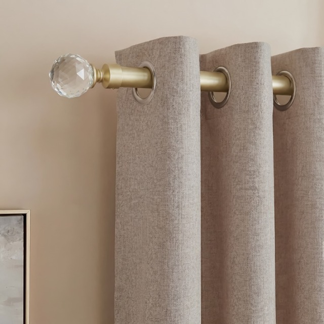 OHS 16mm Extendable Crystal Ball Curtain Pole, Brushed Gold - 120 - 220cm - image 1