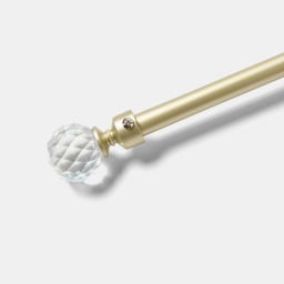 OHS 16mm Extendable Crystal Ball Curtain Pole, Brushed Gold - 120 - 220cm - thumbnail 2