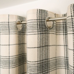 "OHS Woven Texture Check Print Eyelet Blackout Curtains, Cream - 90 x 90""" - thumbnail 3