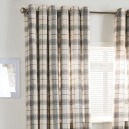 "OHS Woven Texture Check Print Eyelet Blackout Curtains, Cream - 90 x 90""" - thumbnail 4
