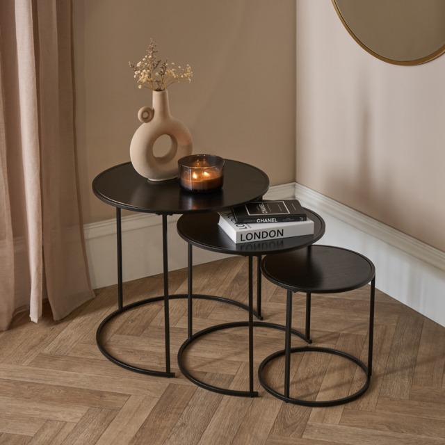 OHS Manhattan Nest of 3 Round Side Tables - Black - image 1