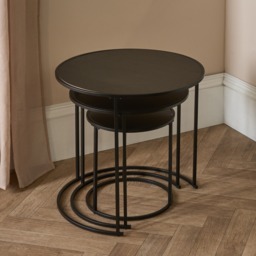 OHS Manhattan Nest of 3 Round Side Tables - Black - thumbnail 2