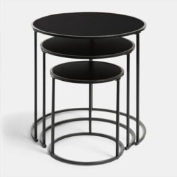 OHS Manhattan Nest of 3 Round Side Tables - Black - thumbnail 4