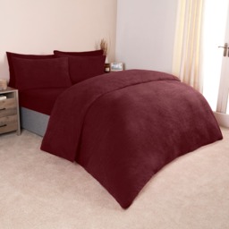 OHS Teddy Fleece Duvet Cover Set, Burgundy - King - thumbnail 3