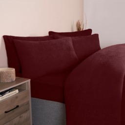 OHS Teddy Fleece Duvet Cover Set, Burgundy - King - thumbnail 4