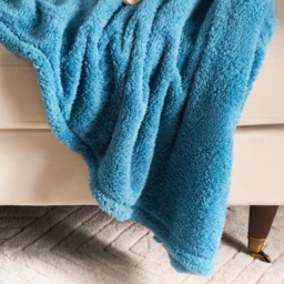 OHS Teddy Fleece Throw, Denim Blue - 125 x 150cm - thumbnail 2