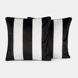 OHS Matte Velvet Stripe Print Cushion Covers, Mono - 45 x 45cm - thumbnail 4