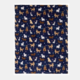 OHS Pet Dog Print Sherpa Reverse Throw - Navy - thumbnail 4