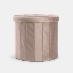 OHS Matte Velvet Foldable Round Storage Ottoman - Mink - thumbnail 3