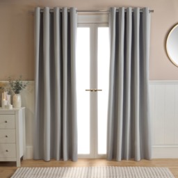 OHS Woven Texture Eyelet Blackout Curtains, Silver - 46 x 72in - thumbnail 1