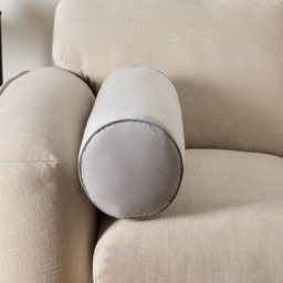 OHS Matte Velvet Bolster Cushion - Grey/Charcoal - thumbnail 5