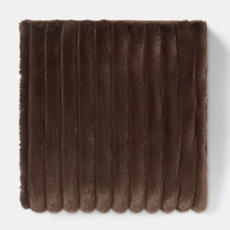 OHS Faux Fur Thick Ribbed Throw, Chocolate - 200 x 240cm - thumbnail 4