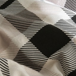 OHS Farmers Check Brushed Cotton Duvet Cover Set, Monochrome - Double - thumbnail 4
