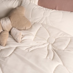 OHS Diamond Bow Quilted Coverless 7.5 Tog Duvet Set, Ivory - Double - thumbnail 3