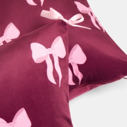 OHS Bow Print Cushion Covers, Burgundy - 45 x 45cm - thumbnail 4