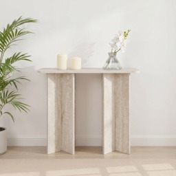OHS Travertine Effect Console Table - Cream