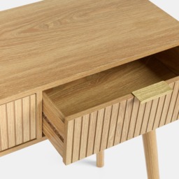 OHS Venice Ribbed Console/Dressing Table - Light Wood - thumbnail 3