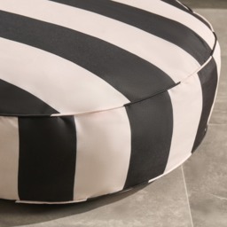 OHS Indoor/Outdoor Stripe Print Round Filled Cushion - Monochrome - thumbnail 2