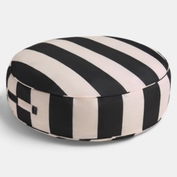 OHS Indoor/Outdoor Stripe Print Round Filled Cushion - Monochrome - thumbnail 3