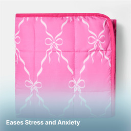 OHS Bow Print Supersoft Weighted Blanket, Hot Pink - 8kg - thumbnail 4