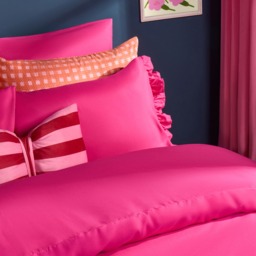 OHS Frill Edge Duvet Cover Set, Hot Pink - Super King - thumbnail 2