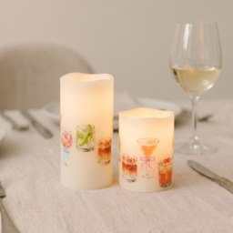 OHS 2 Pack Cocktail Print LED Candles - Multi - thumbnail 3