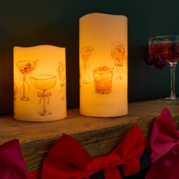 OHS 2 Pack Cocktail Print LED Candles - Multi - thumbnail 1
