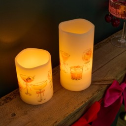 OHS 2 Pack Cocktail Print LED Candles - Multi - thumbnail 2