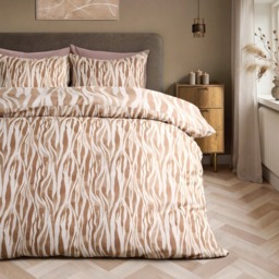 OHS Watercolour Zebra Print Duvet Set, Beige - King