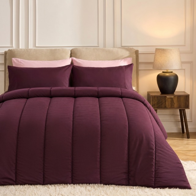 OHS Coverless 10.5 Tog Duvet Set, Plum - King - image 1