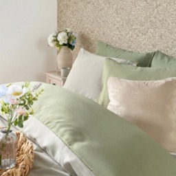 OHS Reversible Duvet Cover Set, Natural/Sage - King - thumbnail 3