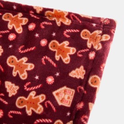 OHS Pet Gingerbread Man Print Pet Sherpa Reverse Throw - Burgundy - thumbnail 5