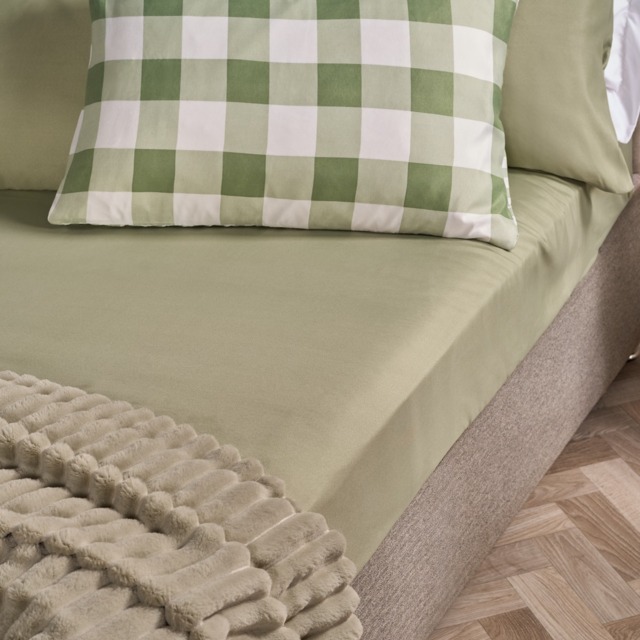 OHS Plain Dyed Fitted Sheet, Sage - King - image 1