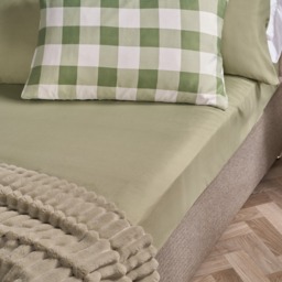 OHS Plain Dyed Fitted Sheet, Sage - King - thumbnail 1