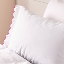 OHS Scallop Edge Contrast Duvet Cover Set, White/Hot Pink - Single - thumbnail 3