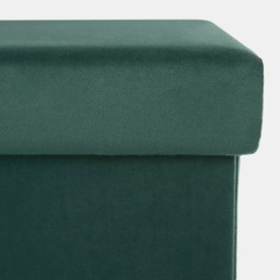 OHS Matte Velvet Foldable Rectangle Storage Ottoman - Forest Green - thumbnail 3