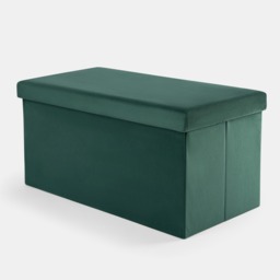 OHS Matte Velvet Foldable Rectangle Storage Ottoman - Forest Green - thumbnail 4