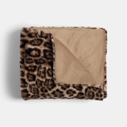 OHS Leopard Faux Fur Throw - Brown - thumbnail 3