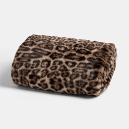 OHS Leopard Faux Fur Throw - Brown - thumbnail 2