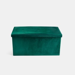 OHS Matte Velvet Foldable Rectangle Storage Ottoman - Woodland Green - thumbnail 4