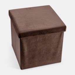 OHS Matte Velvet Foldable Cube Storage Ottoman - Chocolate - thumbnail 5