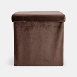 OHS Matte Velvet Foldable Cube Storage Ottoman - Chocolate - thumbnail 3