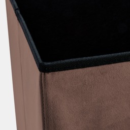 OHS Matte Velvet Foldable Cube Storage Ottoman - Chocolate - thumbnail 4