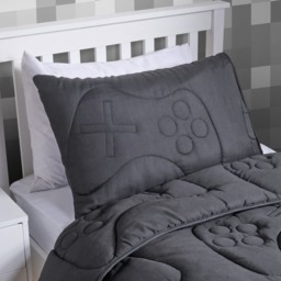 OHS Gaming Quilted Coverless 7.5 Tog Duvet Set, Charcoal - Single - thumbnail 3