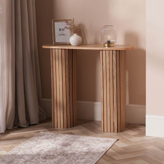 OHS Madison Ribbed Console Table - Light Wood - image 1