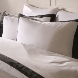 OHS Contrast Border Duvet Cover Set, White/Charcoal - Superking - thumbnail 3
