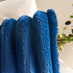 OHS Jumbo Faux Fur Rib Cushion Covers, Navy - 45 x 45cm - thumbnail 3