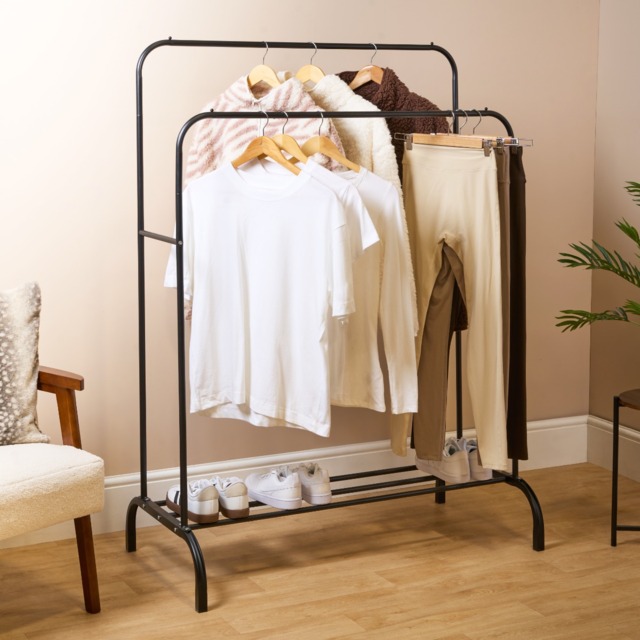 OHS Heavy Duty Double Clothes Rail - Black - image 1